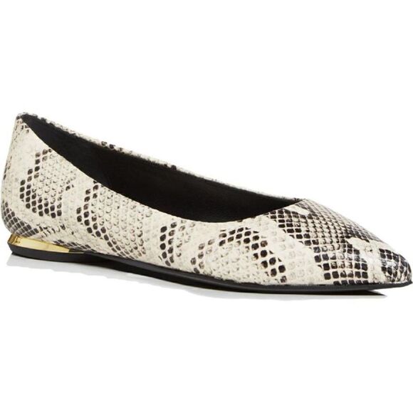 MARION PARKE Must Have Flat Python Snake Print Classic Pointy Toe Flat, sz 37 - Picture 2 of 11